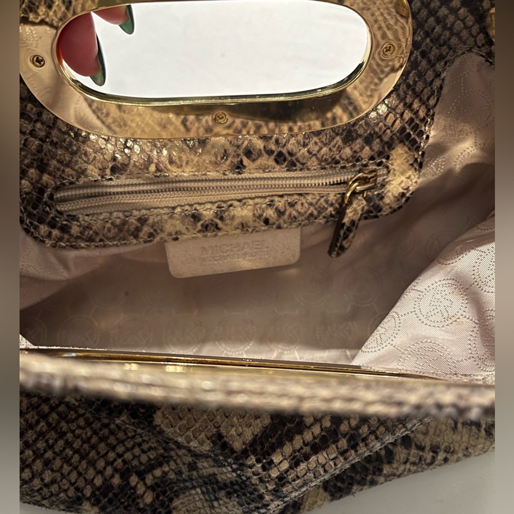 Michael Kors Python Embossed Leather Clutch - Picture 7 of 9